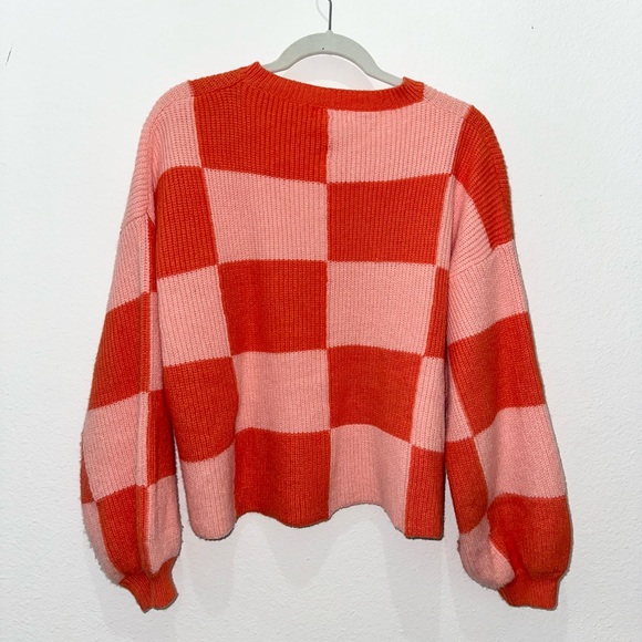 Bohme Morgan Checkered Sweater - Orange - NWT - Picture 2 of 2